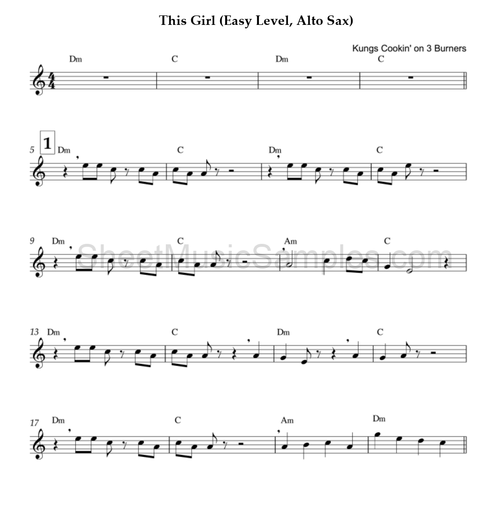 This Girl (Easy Level, Alto Sax)