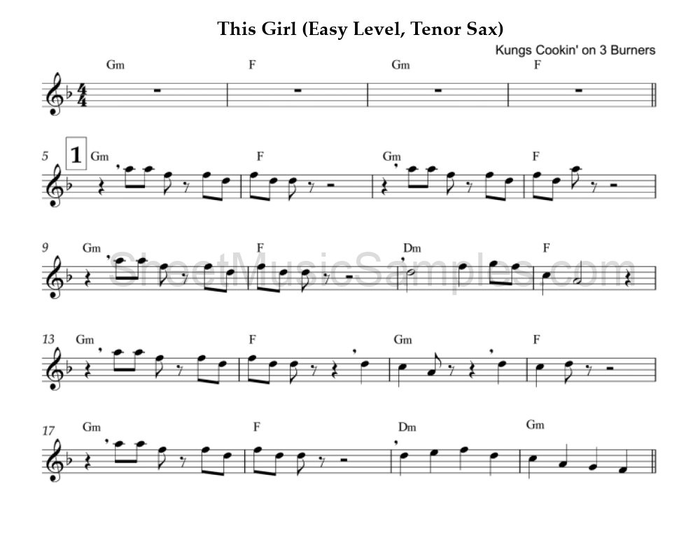 This Girl (Easy Level, Tenor Sax)