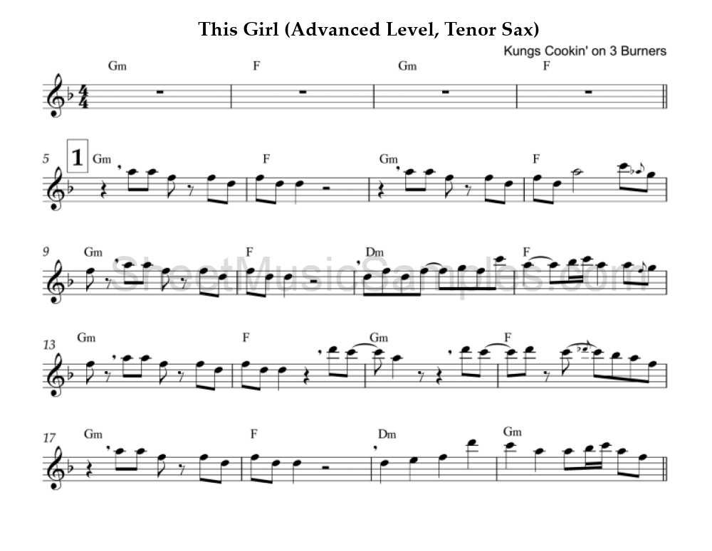 This Girl (Advanced Level, Tenor Sax)