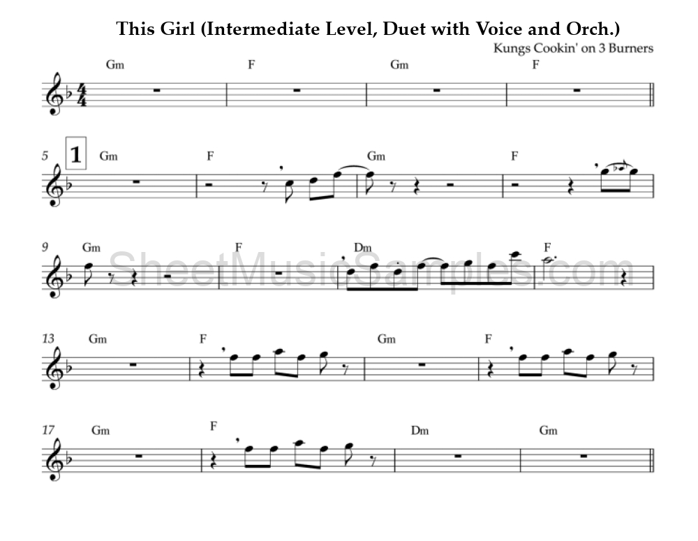 This Girl (Intermediate Level, Duet with Voice and Orch.)