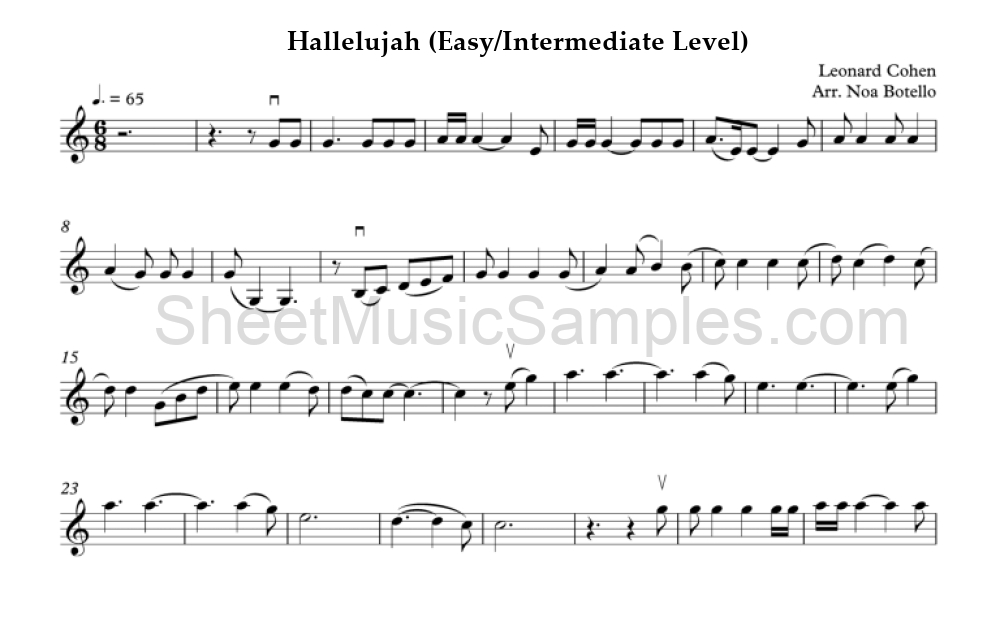 Hallelujah (Easy/Intermediate Level)