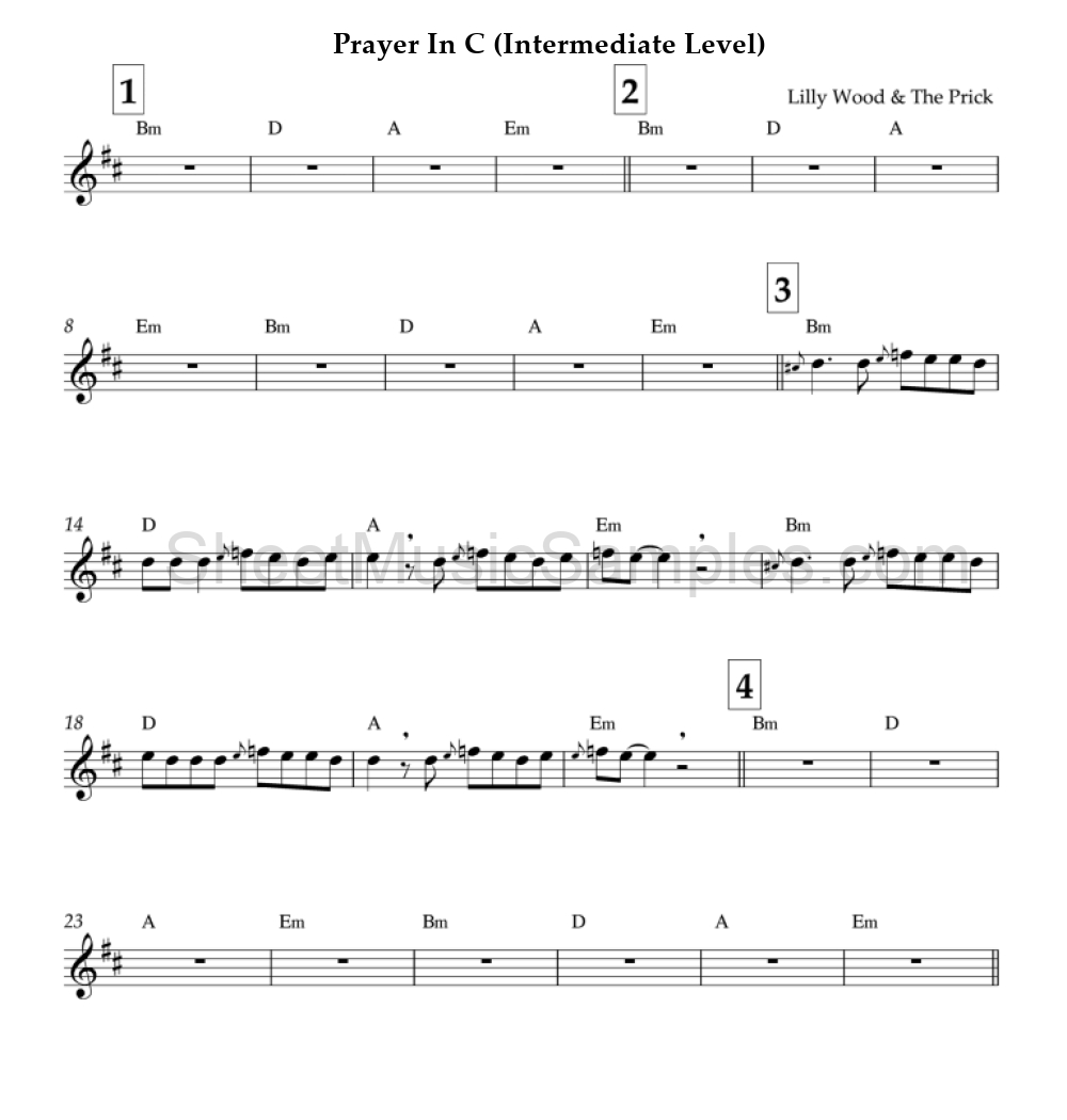 Prayer In C (Intermediate Level)