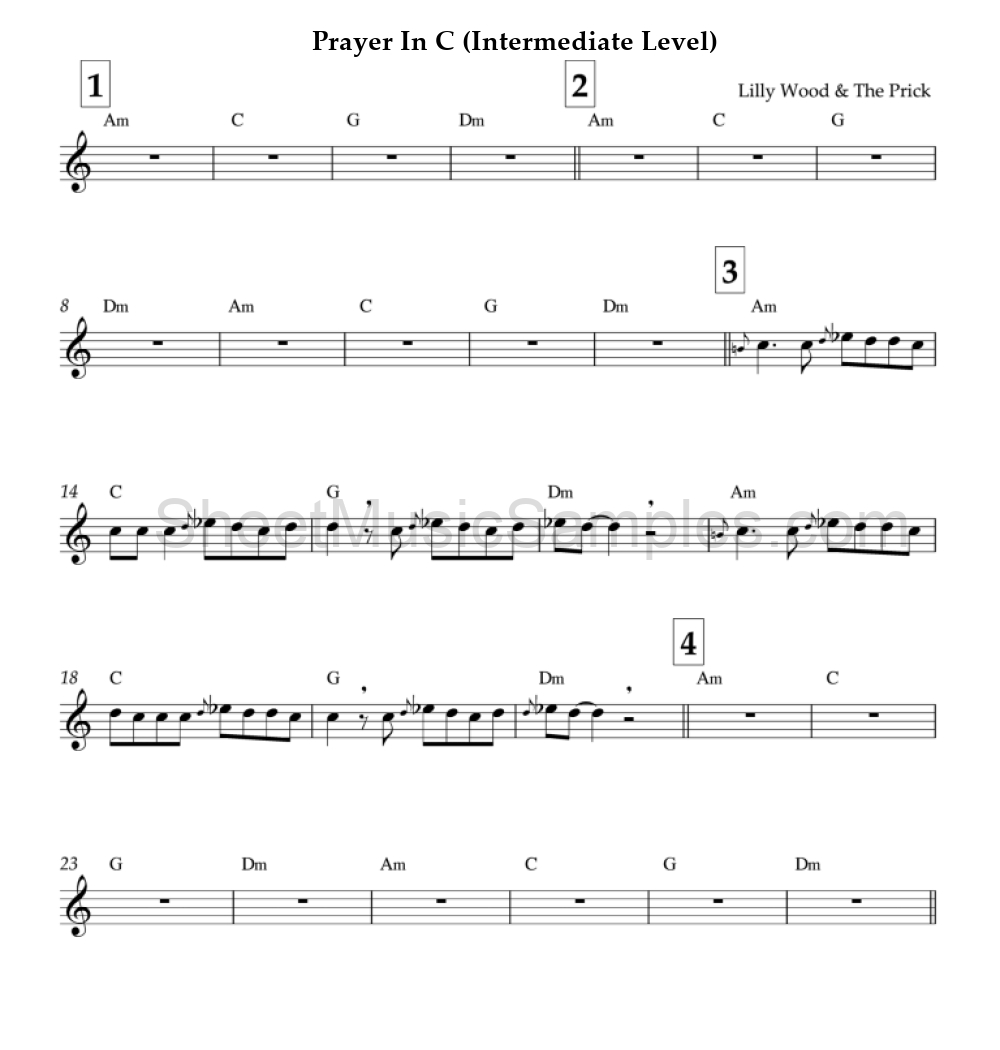 Prayer In C (Intermediate Level)