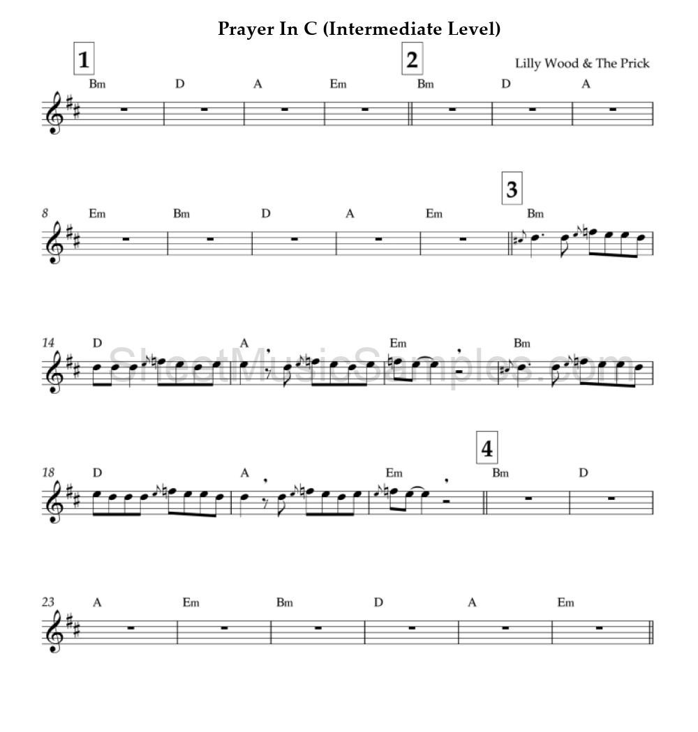 Prayer In C (Intermediate Level)