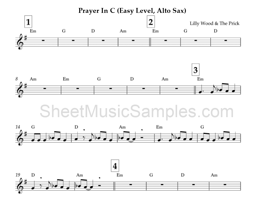 Prayer In C (Easy Level, Alto Sax)