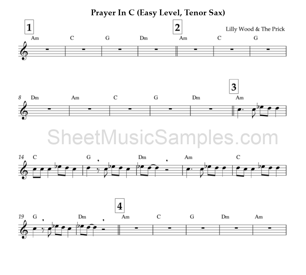 Prayer In C (Easy Level, Tenor Sax)