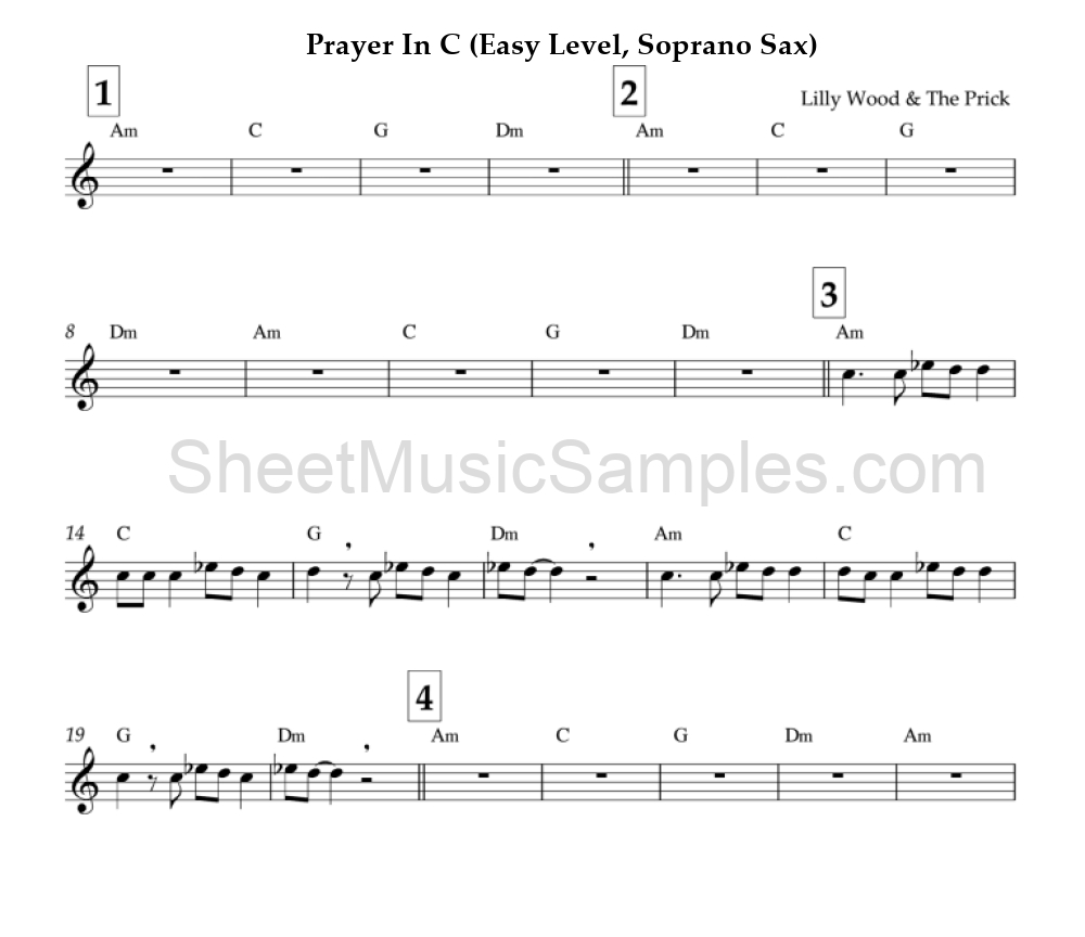 Prayer In C (Easy Level, Soprano Sax)