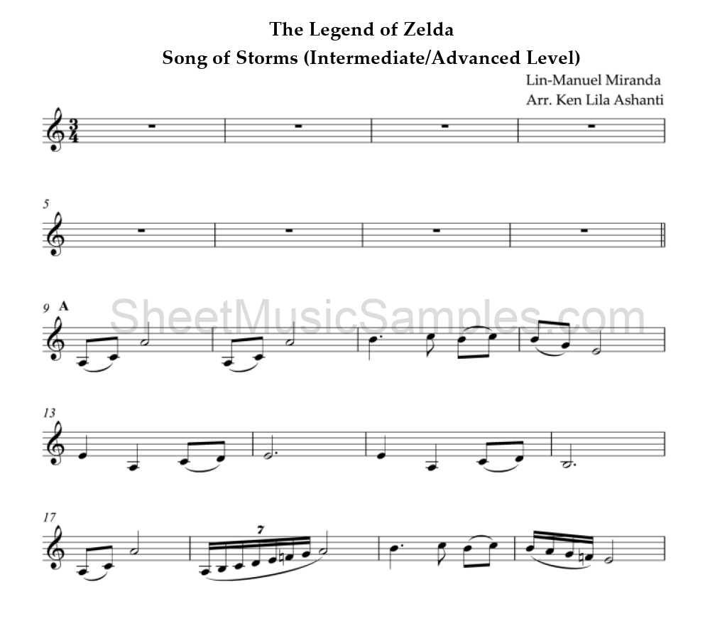 The Legend of Zelda - Song of Storms (Intermediate/Advanced Level)