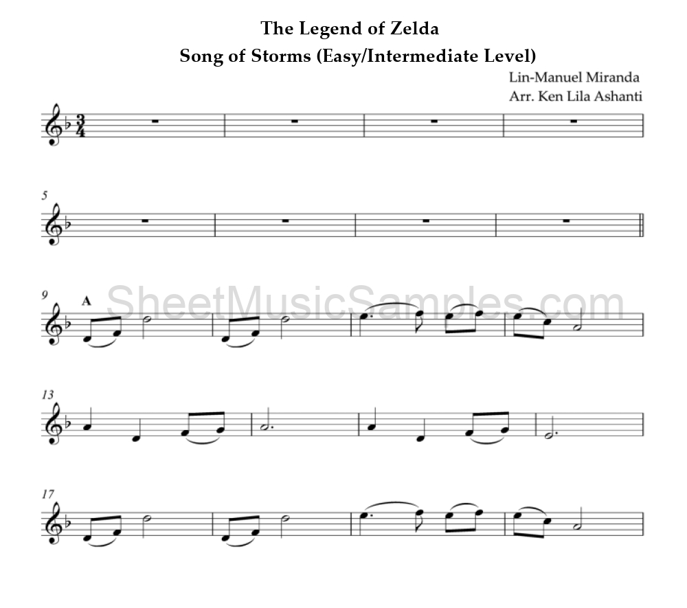 The Legend of Zelda - Song of Storms (Easy/Intermediate Level)