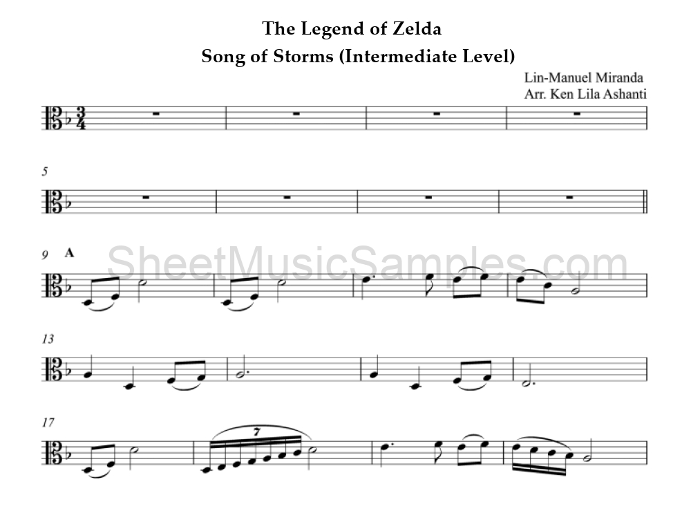 The Legend of Zelda - Song of Storms (Intermediate Level)