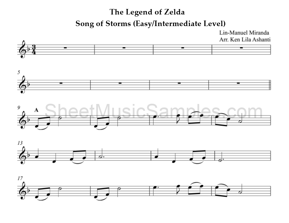 The Legend of Zelda - Song of Storms (Easy/Intermediate Level)