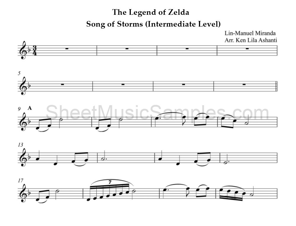 The Legend of Zelda - Song of Storms (Intermediate Level)