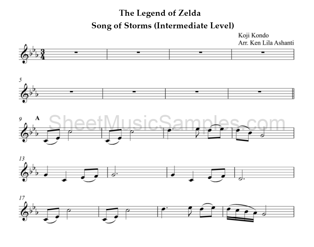 The Legend of Zelda - Song of Storms (Intermediate Level)