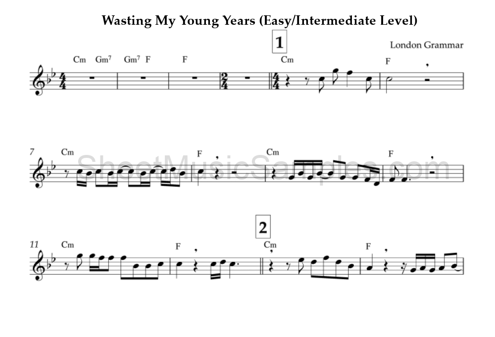 Wasting My Young Years (Easy/Intermediate Level)