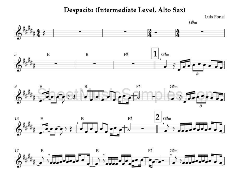 Despacito (Intermediate Level, Alto Sax)