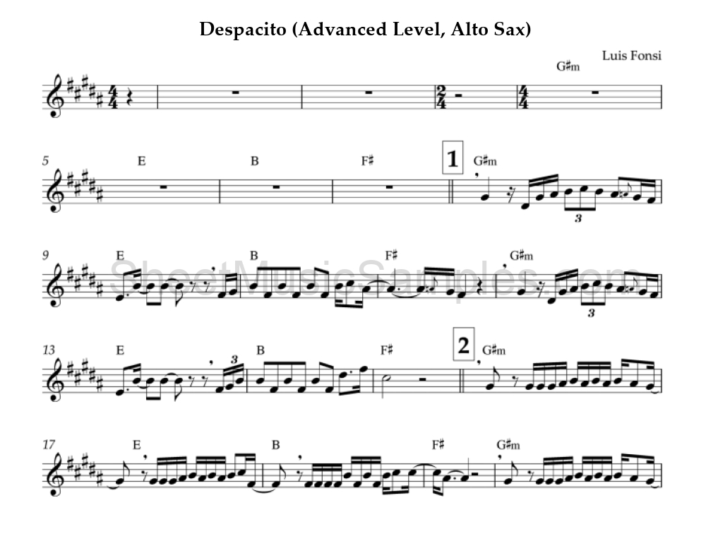 Despacito (Advanced Level, Alto Sax)