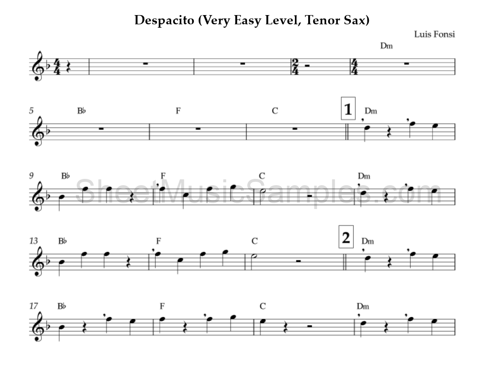 Despacito (Very Easy Level, Tenor Sax)