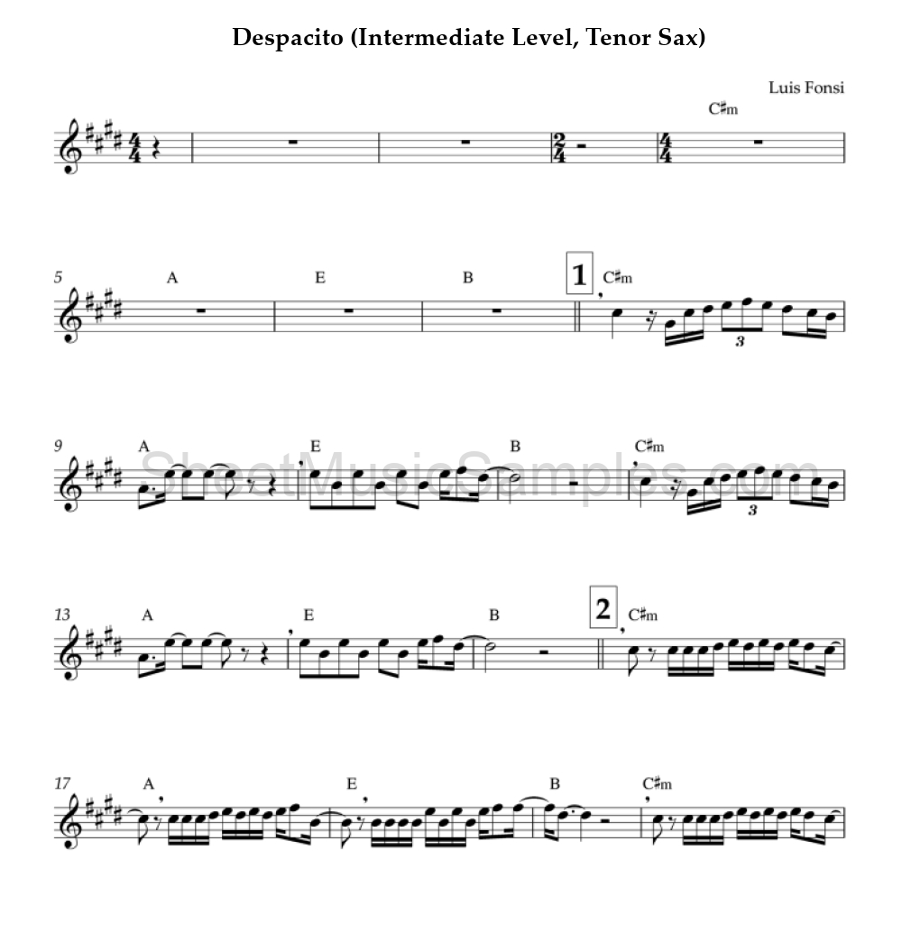 Despacito (Intermediate Level, Tenor Sax)