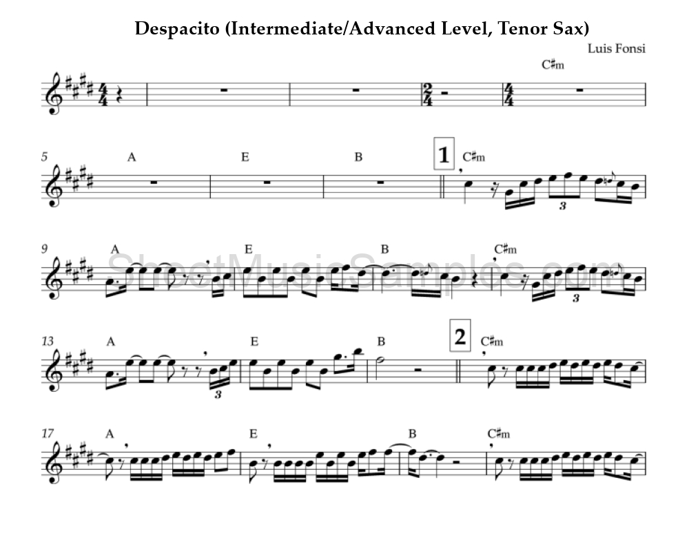 Despacito (Intermediate/Advanced Level, Tenor Sax)