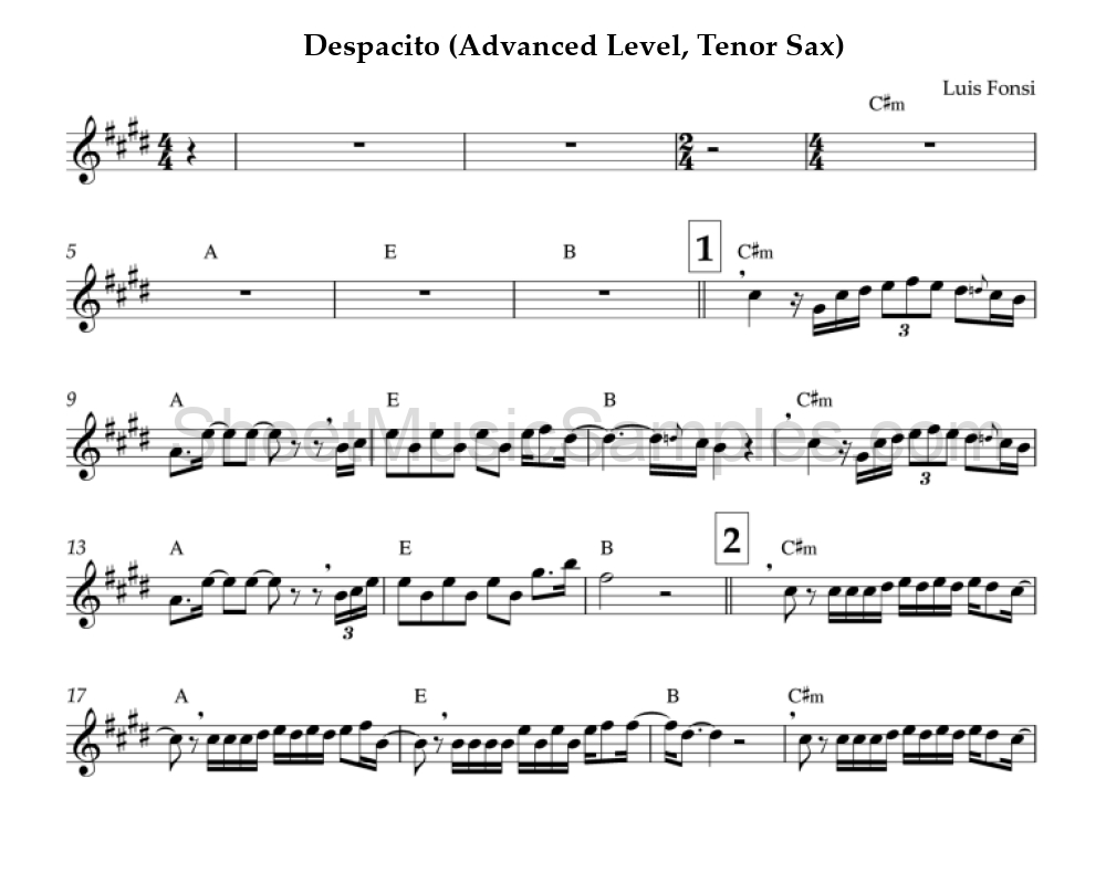 Despacito (Advanced Level, Tenor Sax)