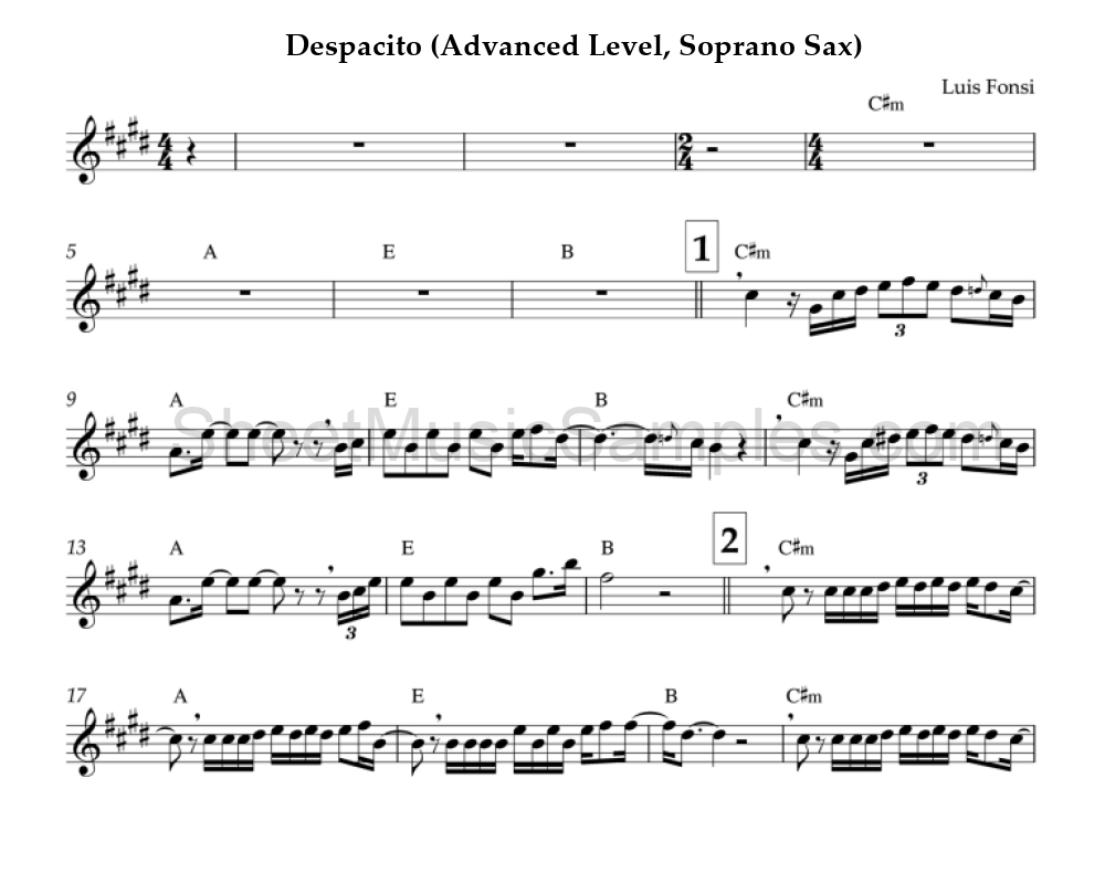 Despacito (Advanced Level, Soprano Sax)