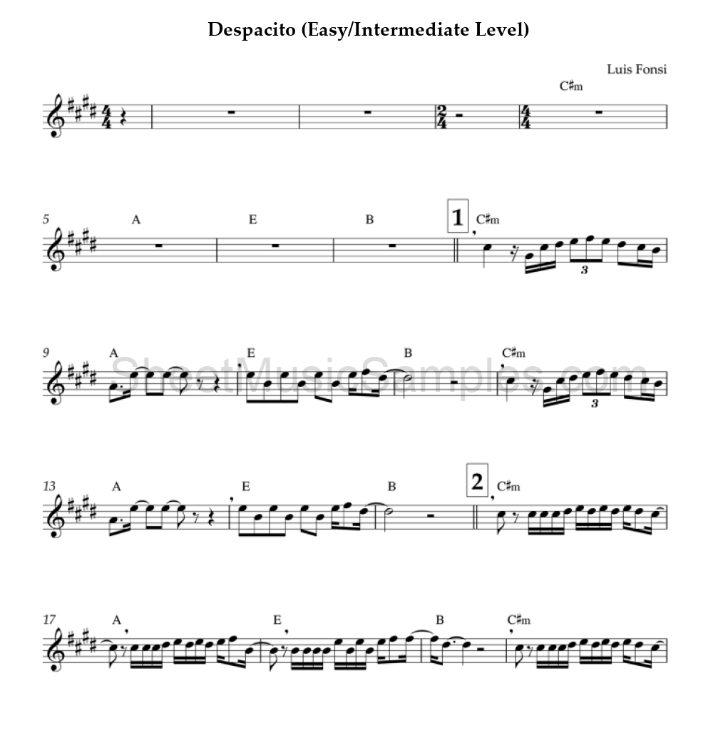 Despacito (Easy/Intermediate Level)