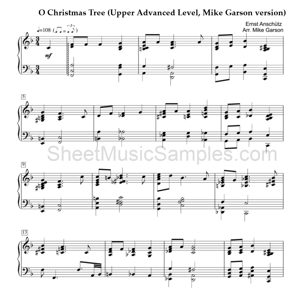 O Christmas Tree (Upper Advanced Level, Mike Garson version)