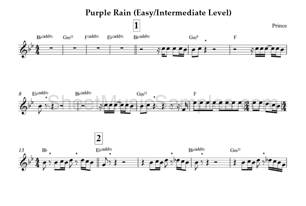 Purple Rain (Easy/Intermediate Level)