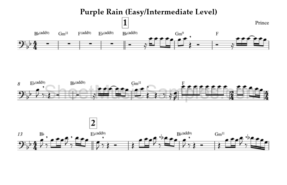 Purple Rain (Easy/Intermediate Level)