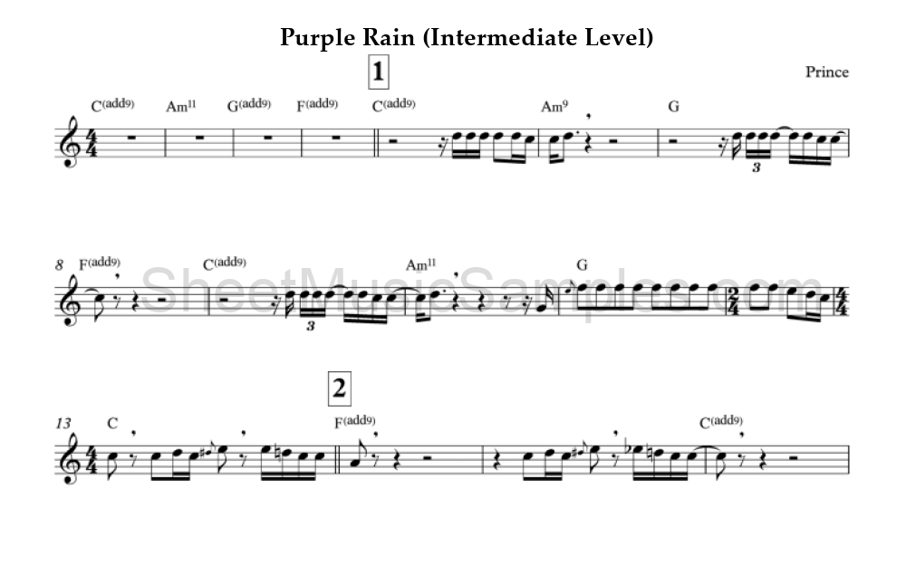 Purple Rain (Intermediate Level)