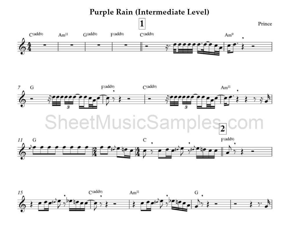 Purple Rain (Intermediate Level)