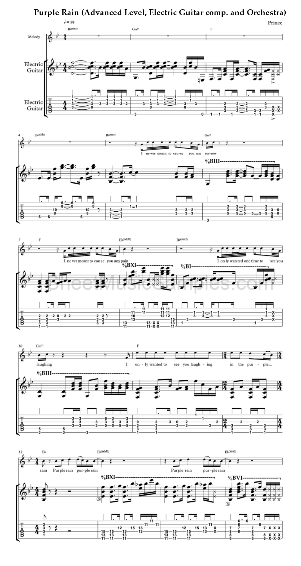 Purple Rain (Advanced Level, Electric Guitar comp. and Orchestra)