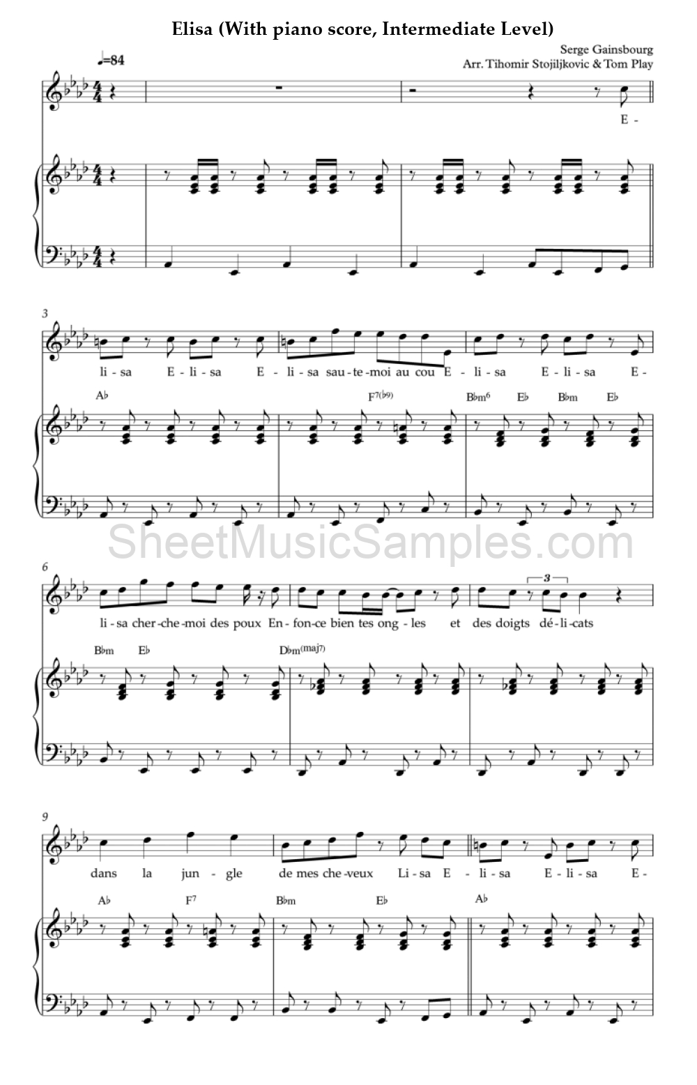 Elisa (With piano score, Intermediate Level)