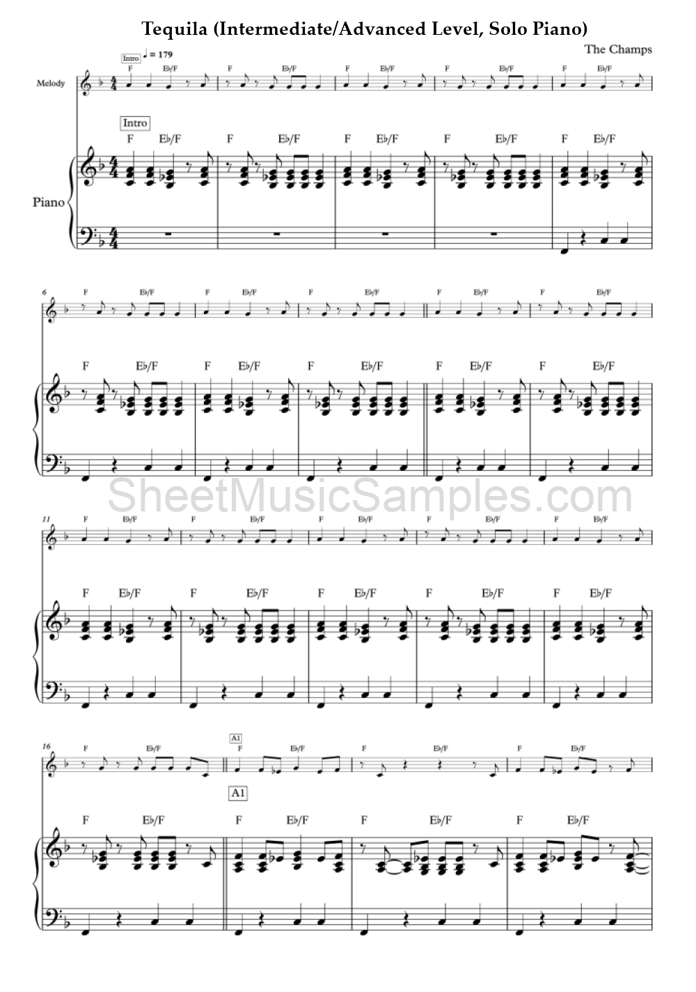 Tequila (Intermediate/Advanced Level, Solo Piano)