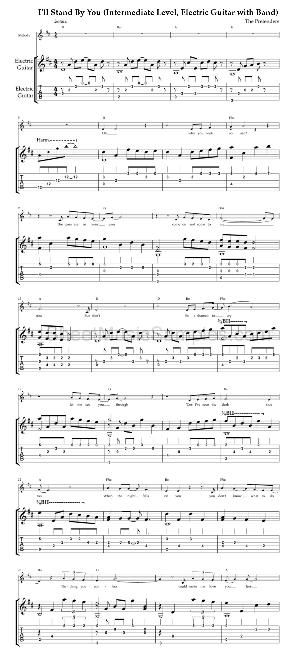 I'll Stand By You (Intermediate Level, Electric Guitar with Band)