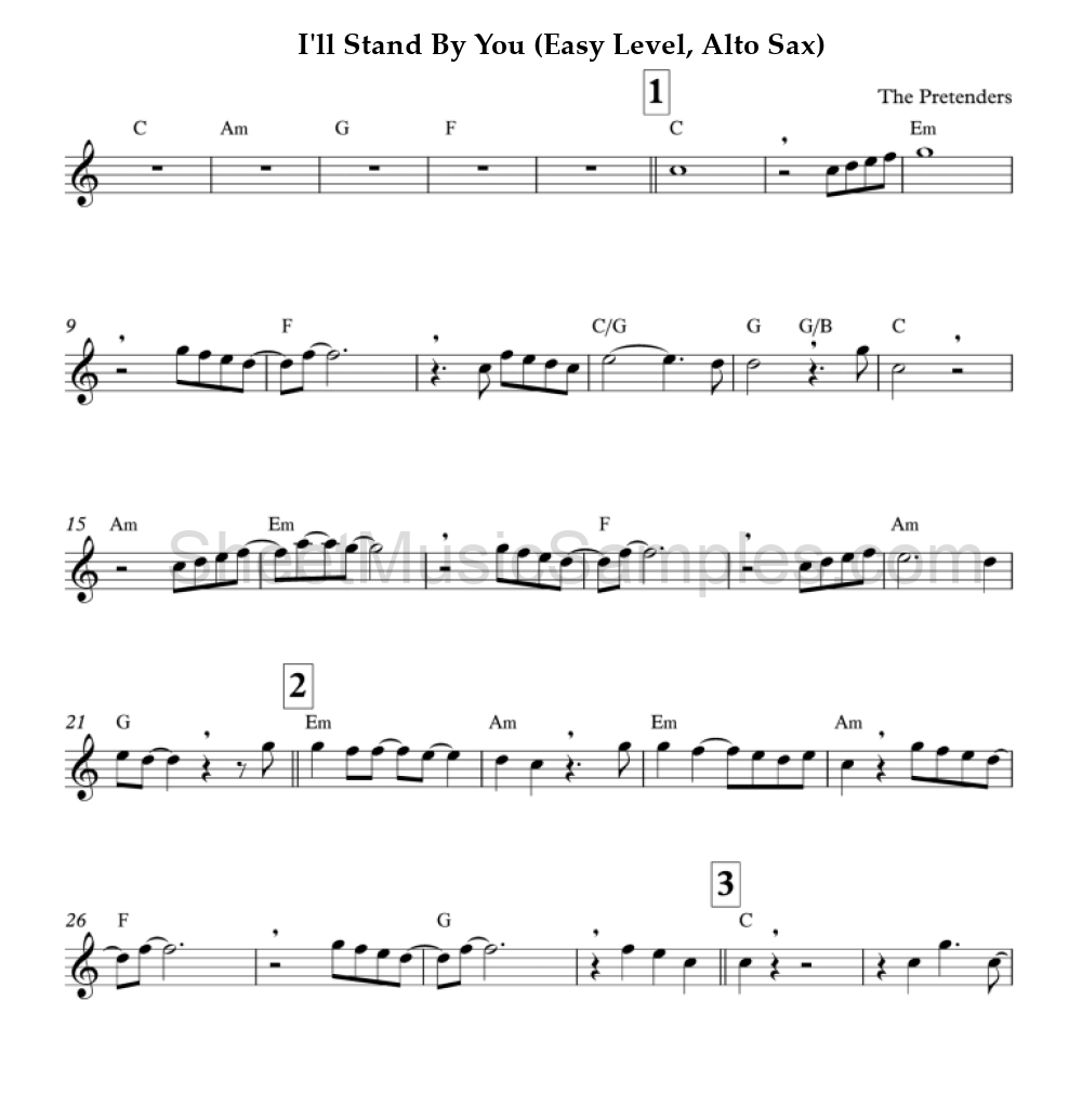 I'll Stand By You (Easy Level, Alto Sax)