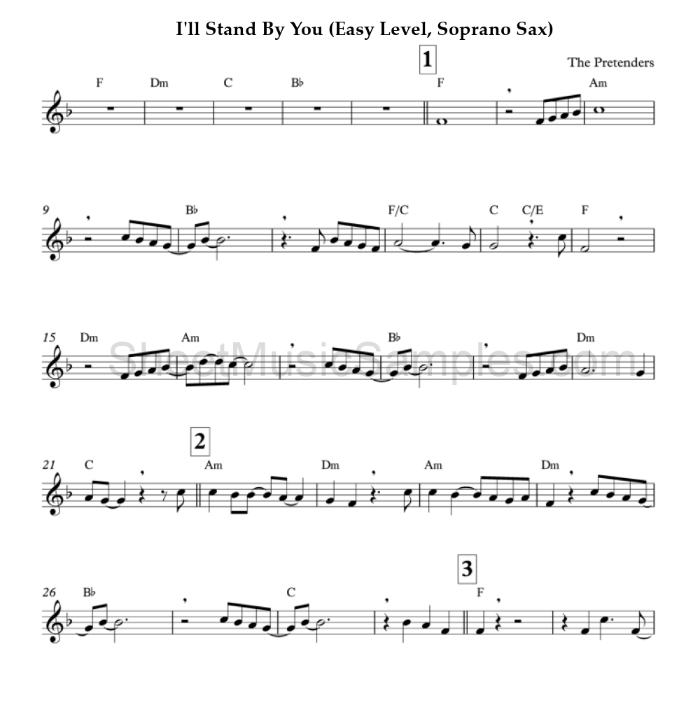 I'll Stand By You (Easy Level, Soprano Sax)