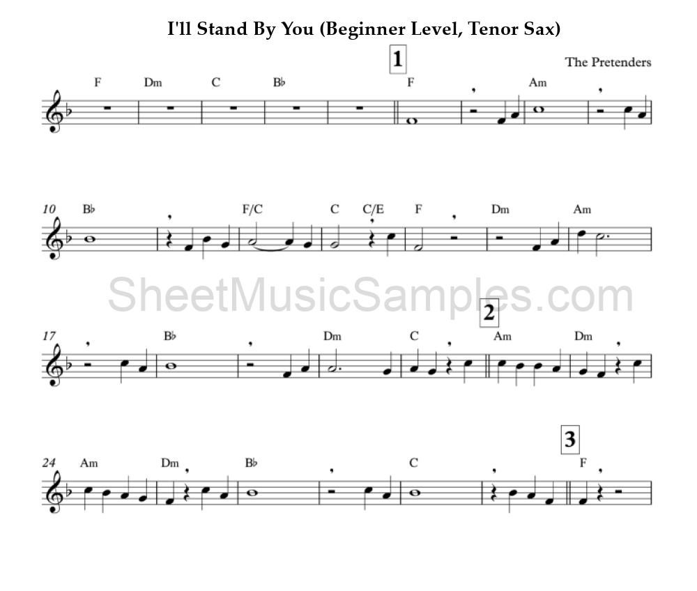 I'll Stand By You (Beginner Level, Tenor Sax)