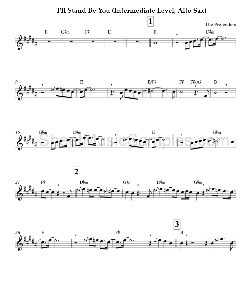 I'll Stand By You (Intermediate Level, Alto Sax)