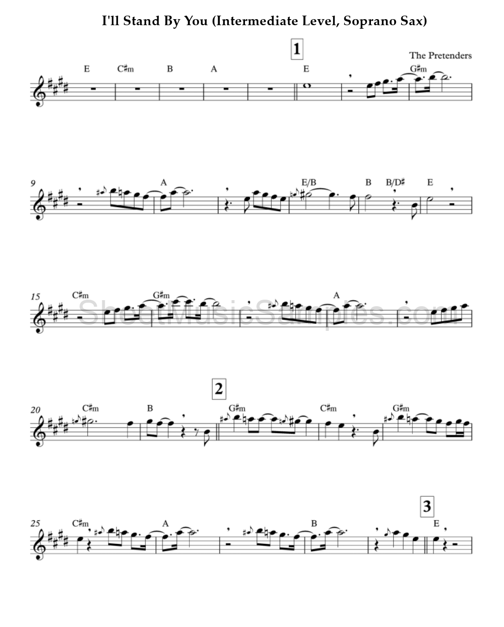 I'll Stand By You (Intermediate Level, Soprano Sax)