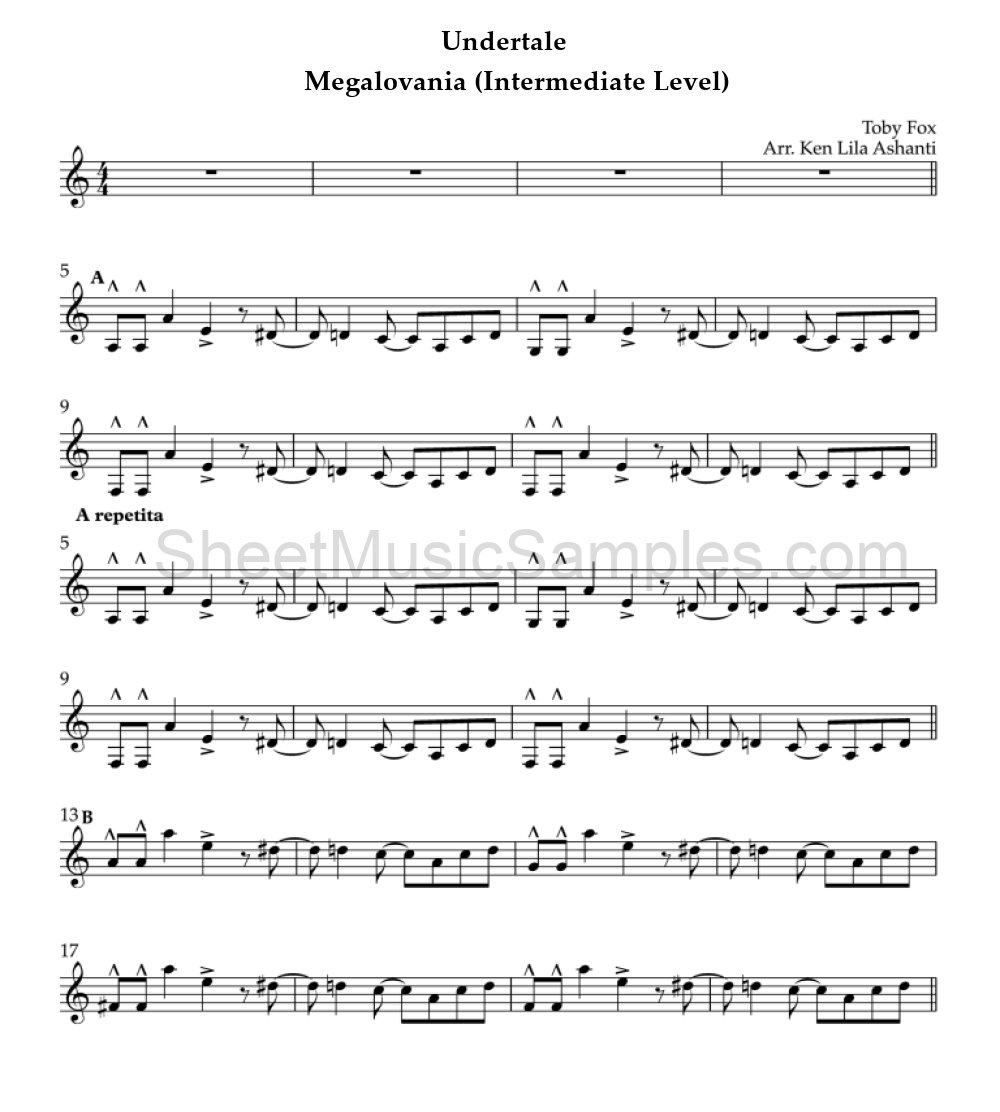 Undertale - Megalovania (Intermediate Level)