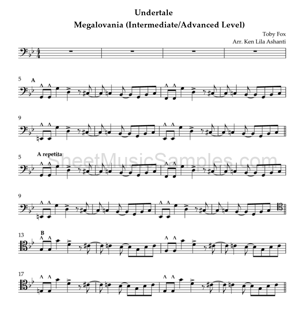 Undertale - Megalovania (Intermediate/Advanced Level)