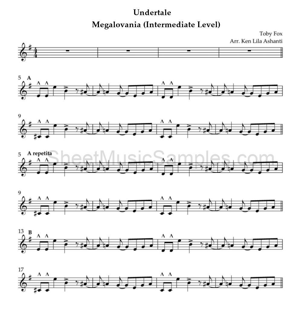 Undertale - Megalovania (Intermediate Level)