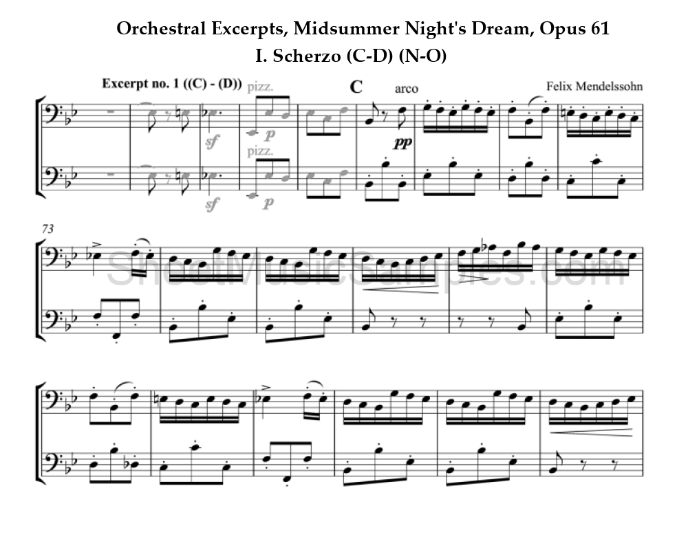 Orchestral Excerpts, Midsummer Night's Dream, Opus 61 - I. Scherzo (C-D) (N-O)