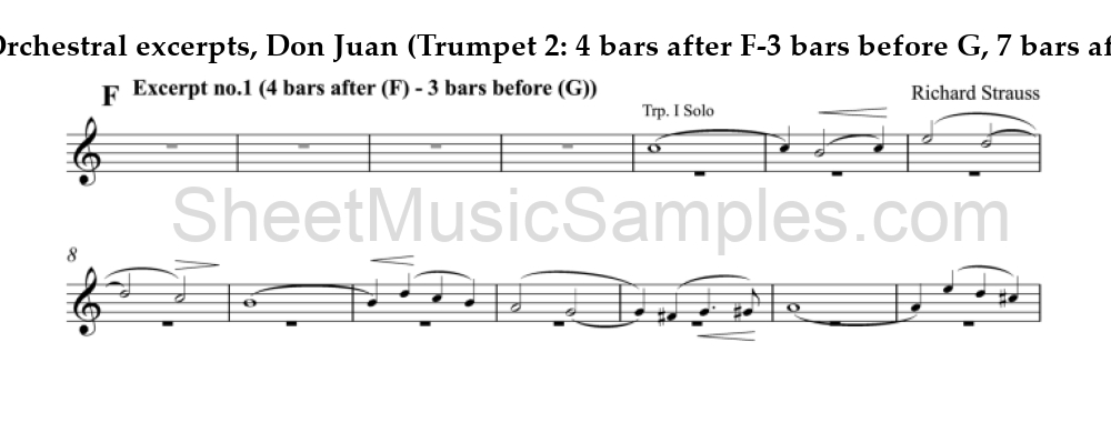 Orchestral excerpts, Don Juan (Trumpet 2: 4 bars after F-3 bars before G, 7 bars after H-K)