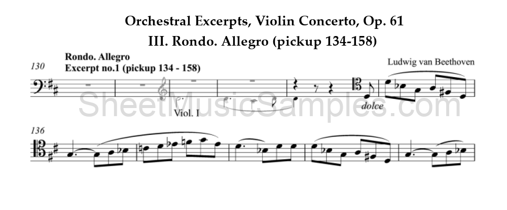 Orchestral Excerpts, Violin Concerto, Op. 61 - III. Rondo. Allegro (pickup 134-158)