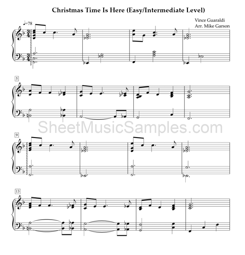 Christmas Time Is Here (Easy/Intermediate Level)