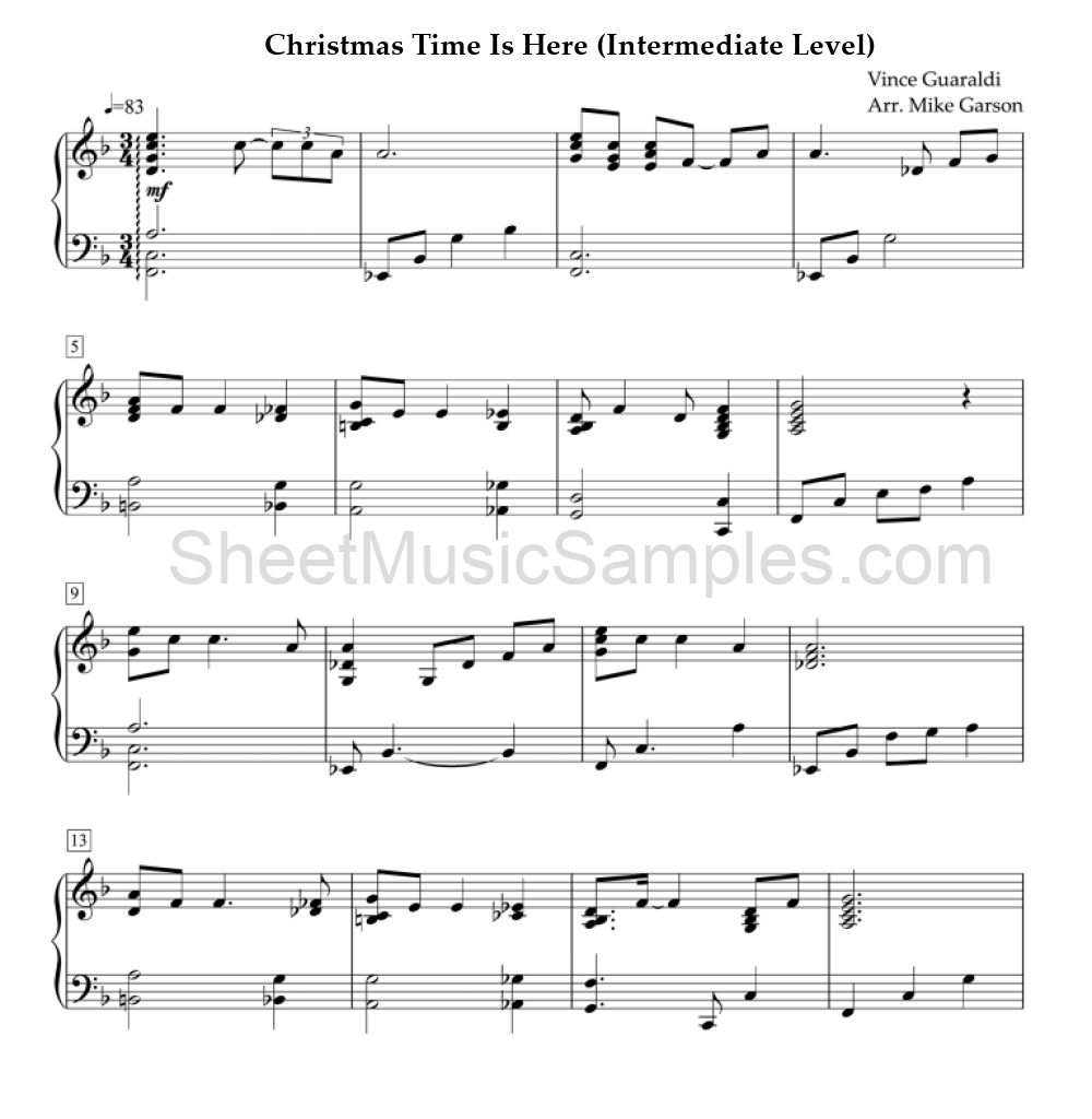 Christmas Time Is Here (Intermediate Level)