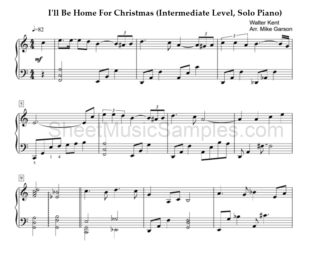 I'll Be Home For Christmas (Intermediate Level, Solo Piano)