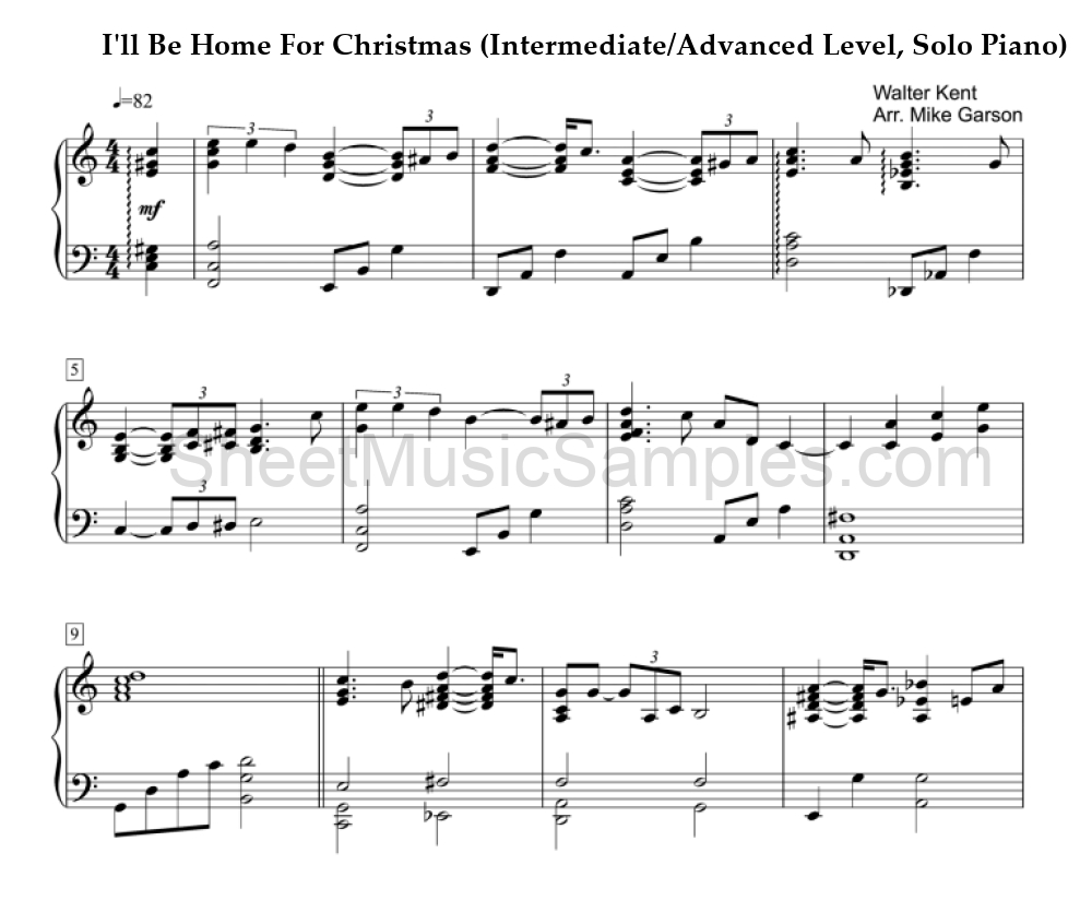 I'll Be Home For Christmas (Intermediate/Advanced Level, Solo Piano)